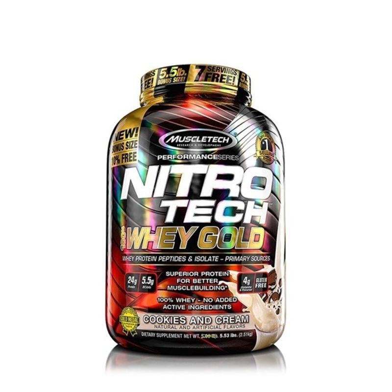 MUSCLETECH NITRO-TECH WHEY GOLD 5.03 LBS COOKIES &amp; CREAM