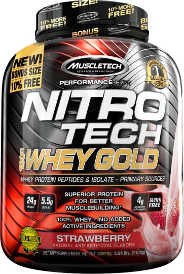 MUSCLETECH NITRO-TECH WHEY GOLD 5.03 LBS STRAWBERRY SHORTCAKE